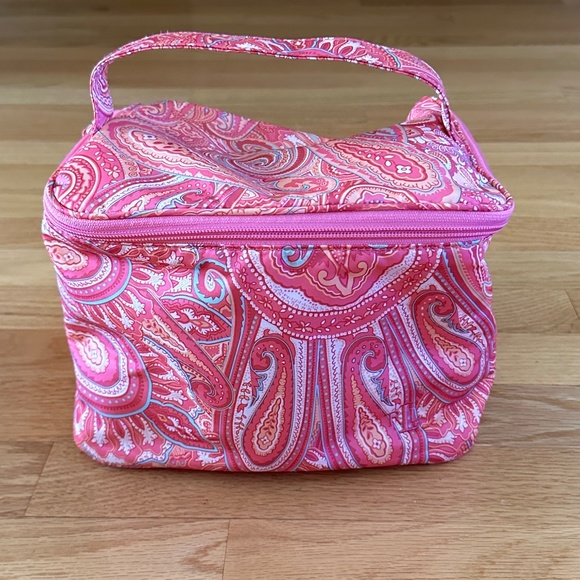 Lauren Ralph Lauren Cosmetic Case Travel Case Train Case Pink Paisley - Picture 1 of 15